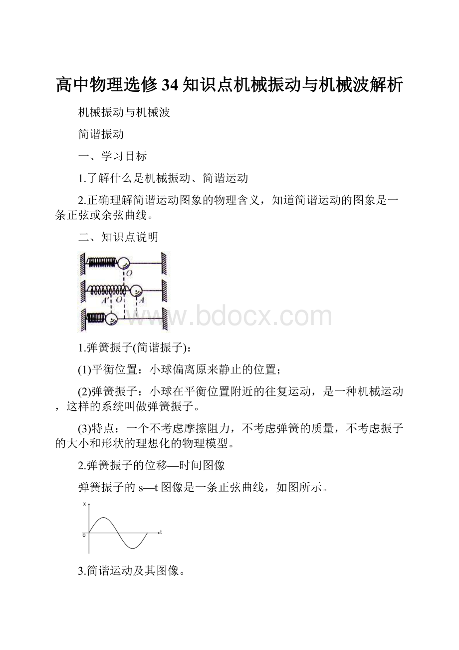 高中物理选修34知识点机械振动与机械波解析.docx