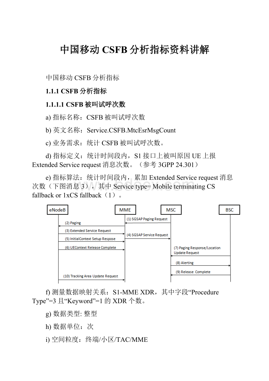 中国移动CSFB分析指标资料讲解.docx_第1页