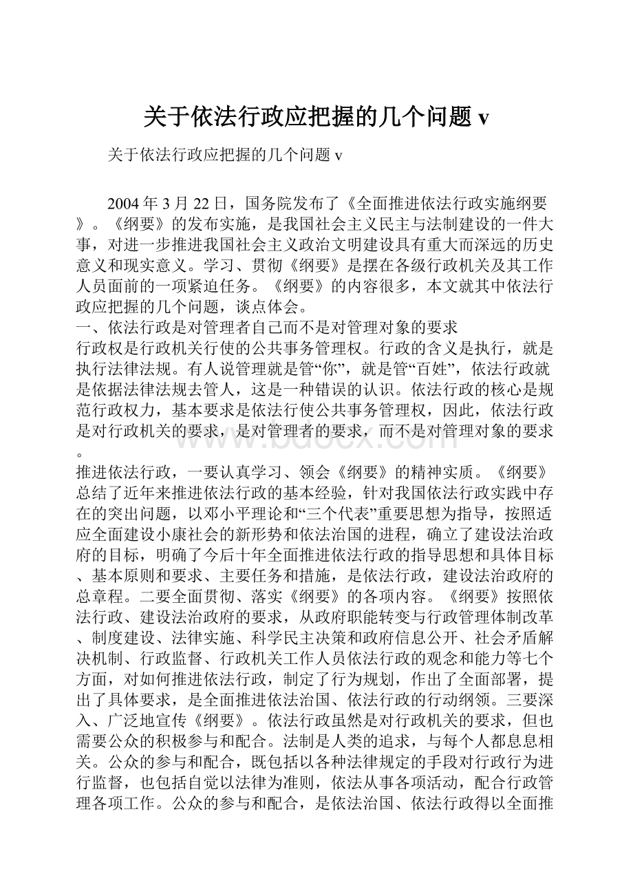 关于依法行政应把握的几个问题v.docx