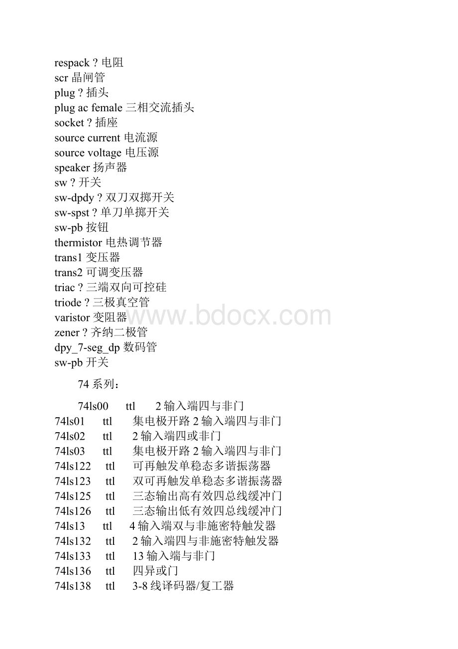 Altium designerProtel中常用库及部分元件名中英文.docx_第3页