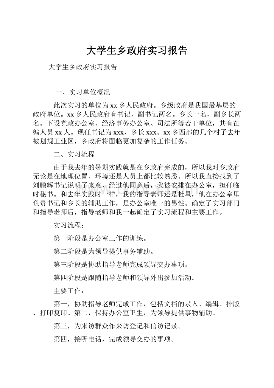 大学生乡政府实习报告.docx_第1页