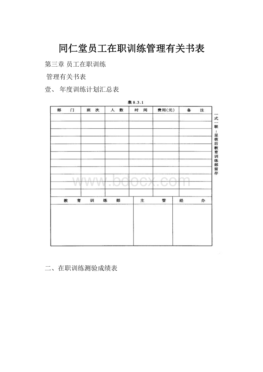 同仁堂员工在职训练管理有关书表.docx_第1页