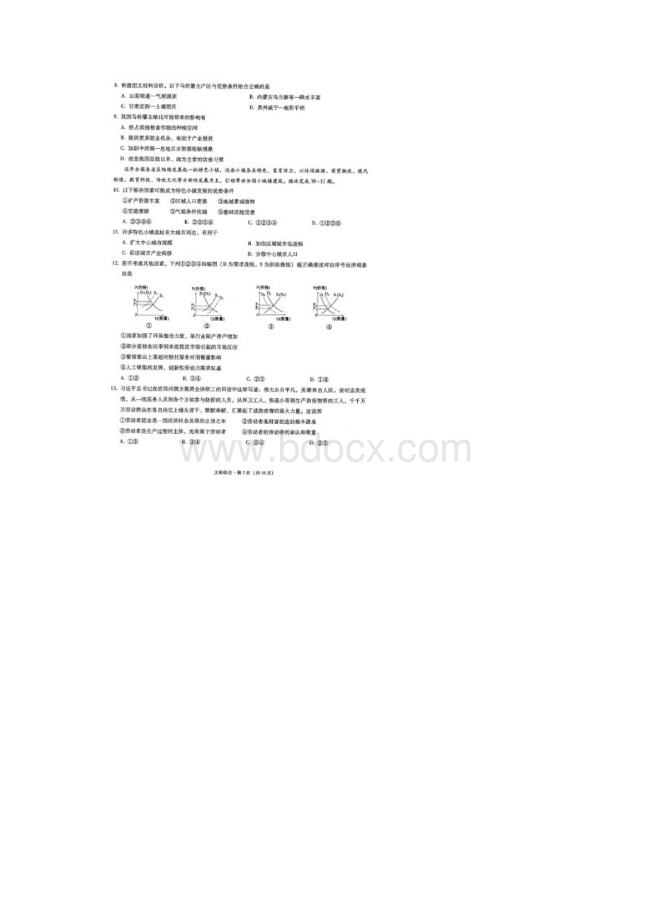 云南师大附中届高三高考适应性月考卷三文科综合试题含答案解析.docx_第3页