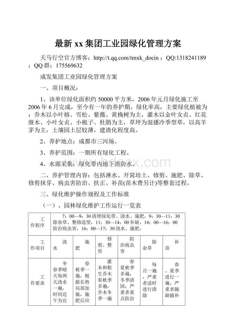 最新xx集团工业园绿化管理方案.docx