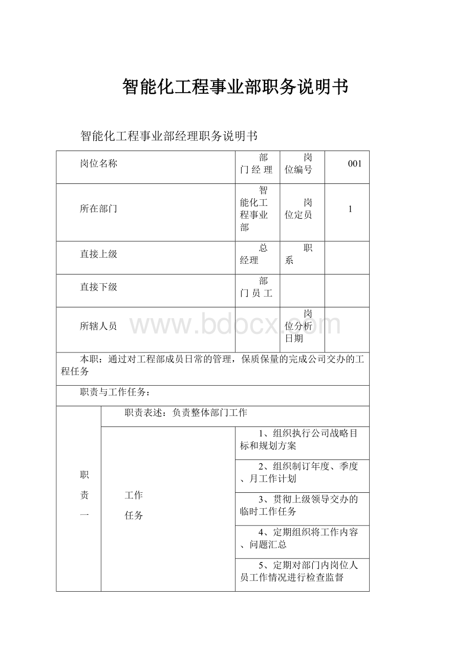 智能化工程事业部职务说明书.docx