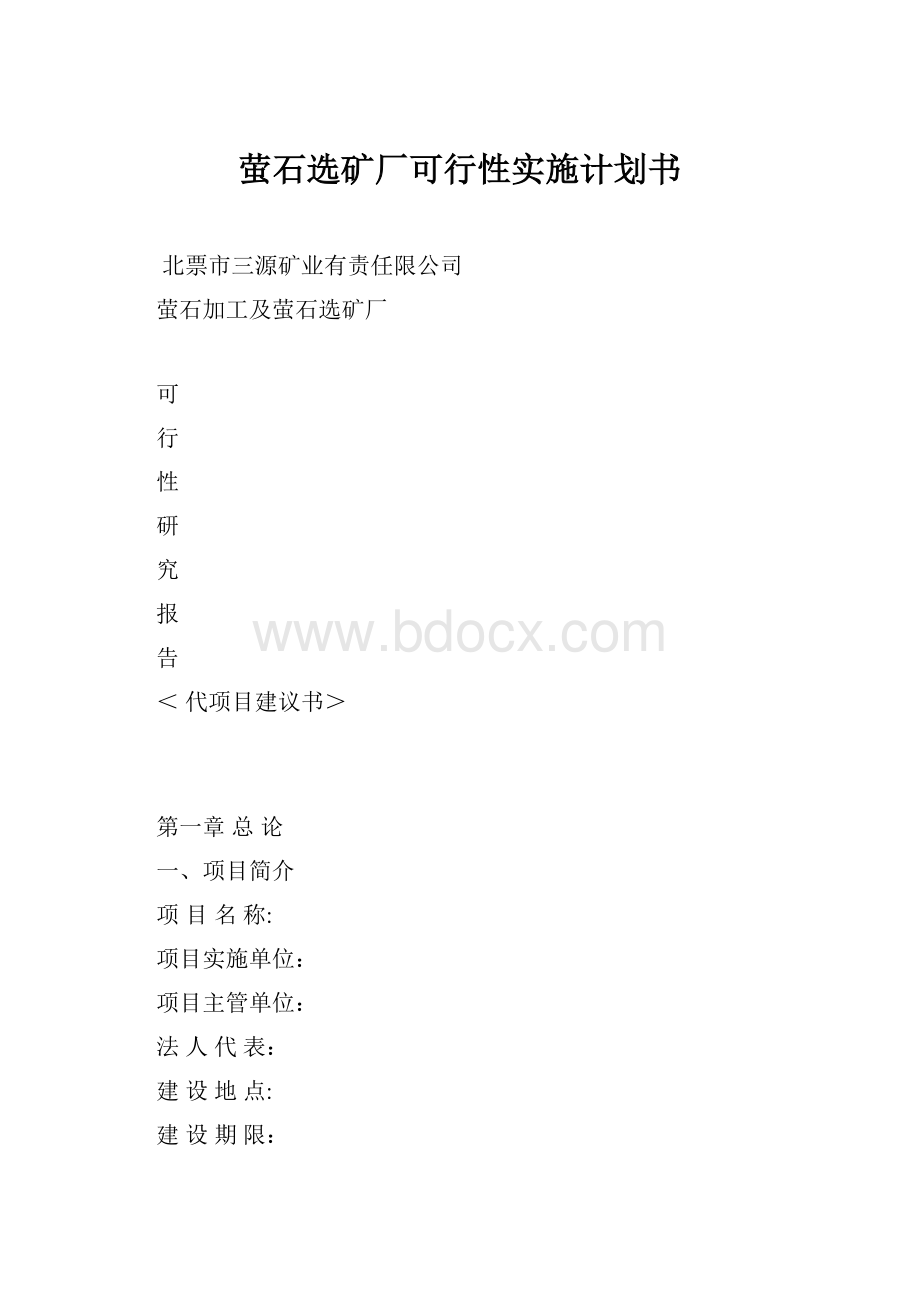 萤石选矿厂可行性实施计划书.docx