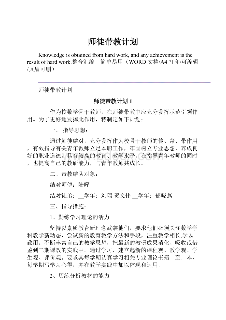 师徒带教计划.docx_第1页