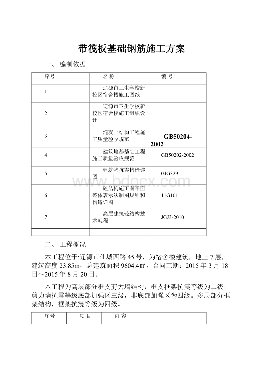 带筏板基础钢筋施工方案.docx_第1页