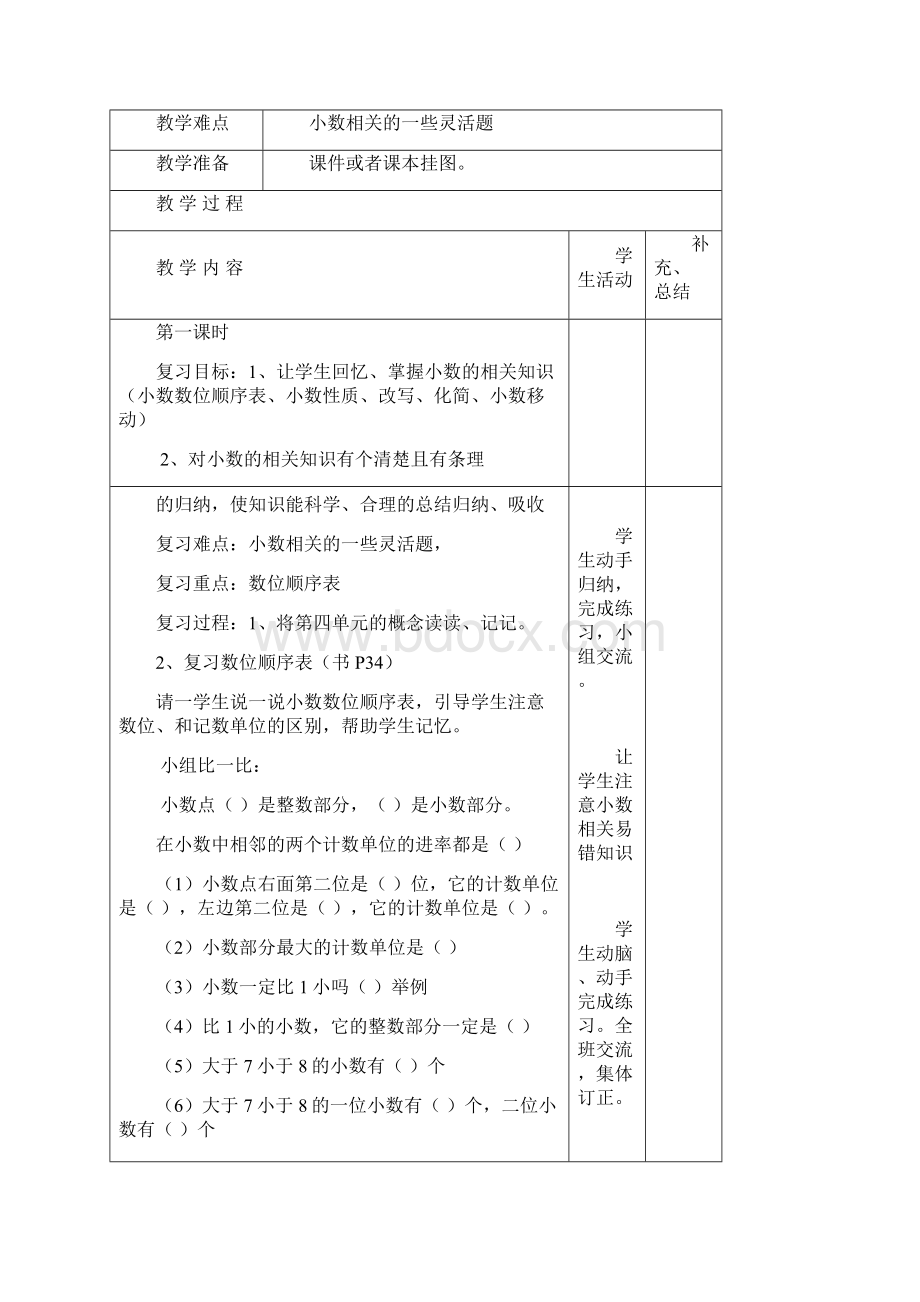 最新人教版小学四年级数学下册《总复习》精品导学案.docx_第2页