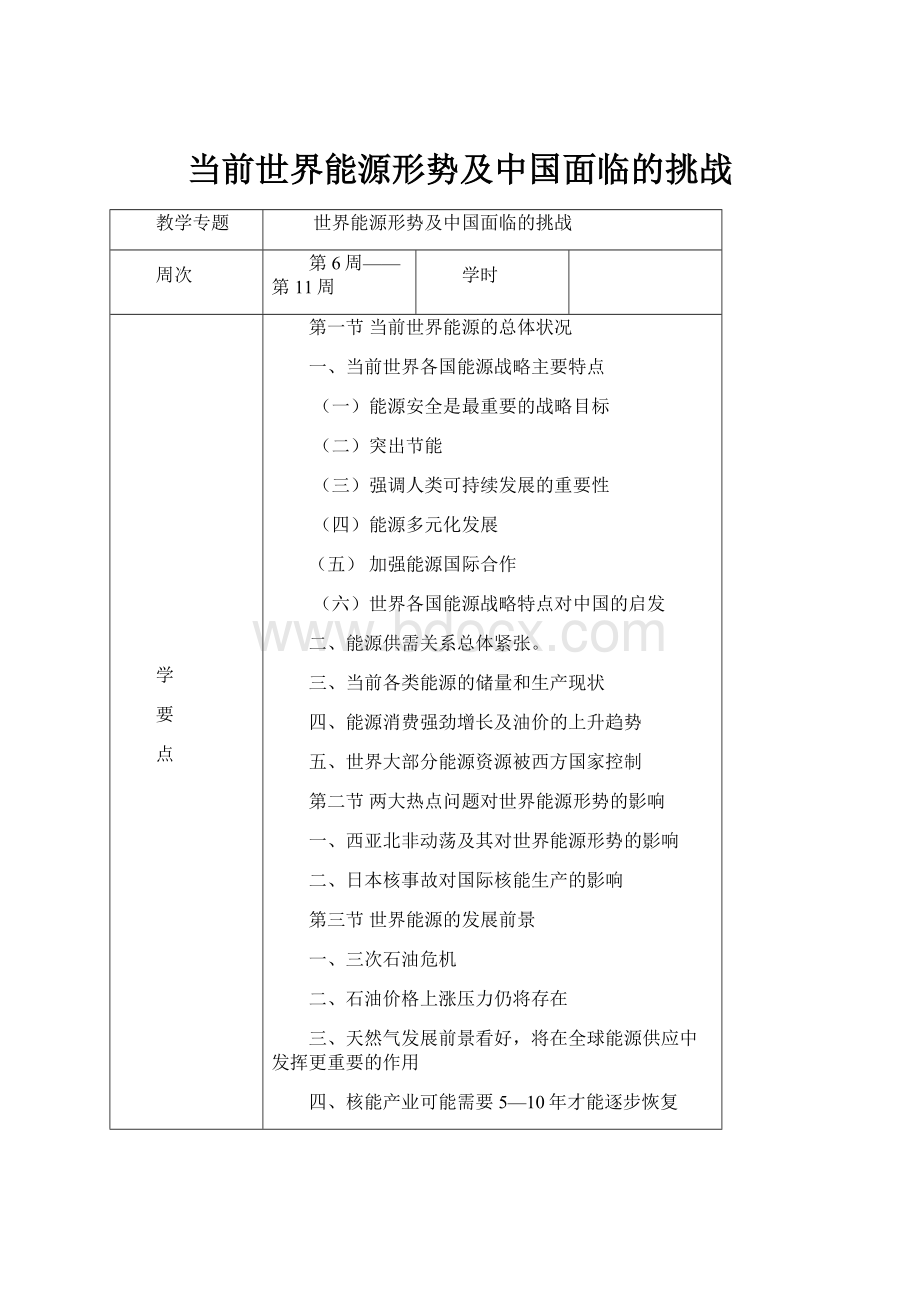 当前世界能源形势及中国面临的挑战.docx