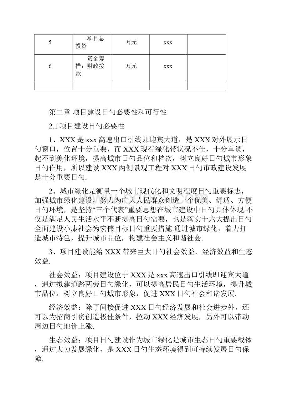 XX景观及两侧绿化带栽植工程建设项目可行性研究报告.docx_第3页