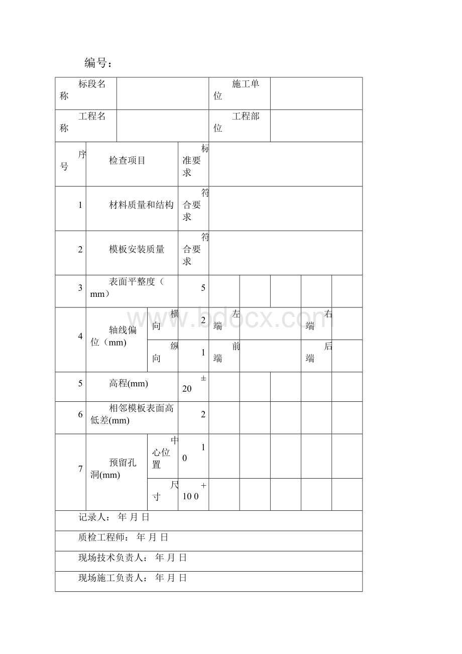 空表预制箱梁施工工序过程记录表2536.docx_第3页