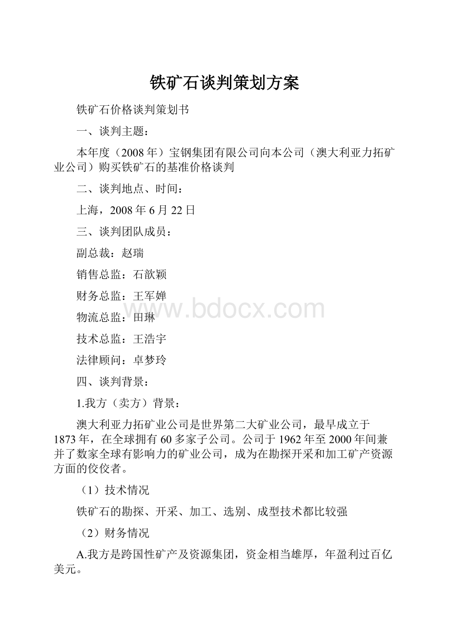 铁矿石谈判策划方案.docx