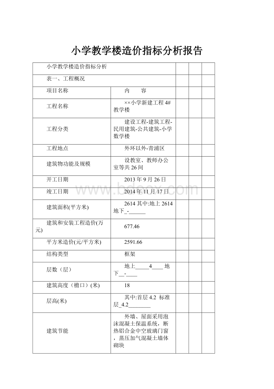 小学教学楼造价指标分析报告.docx_第1页