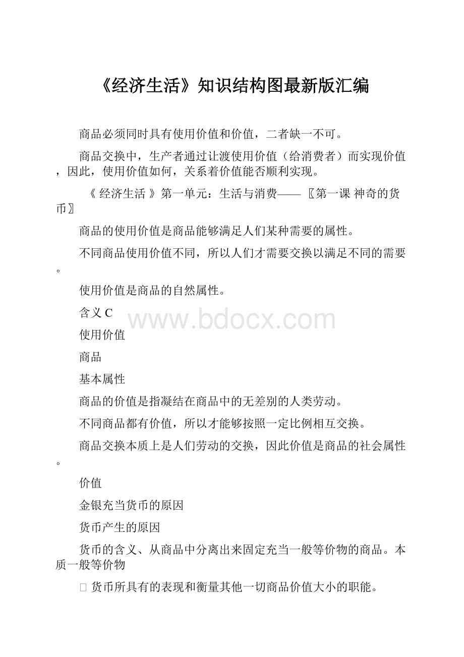 《经济生活》知识结构图最新版汇编.docx