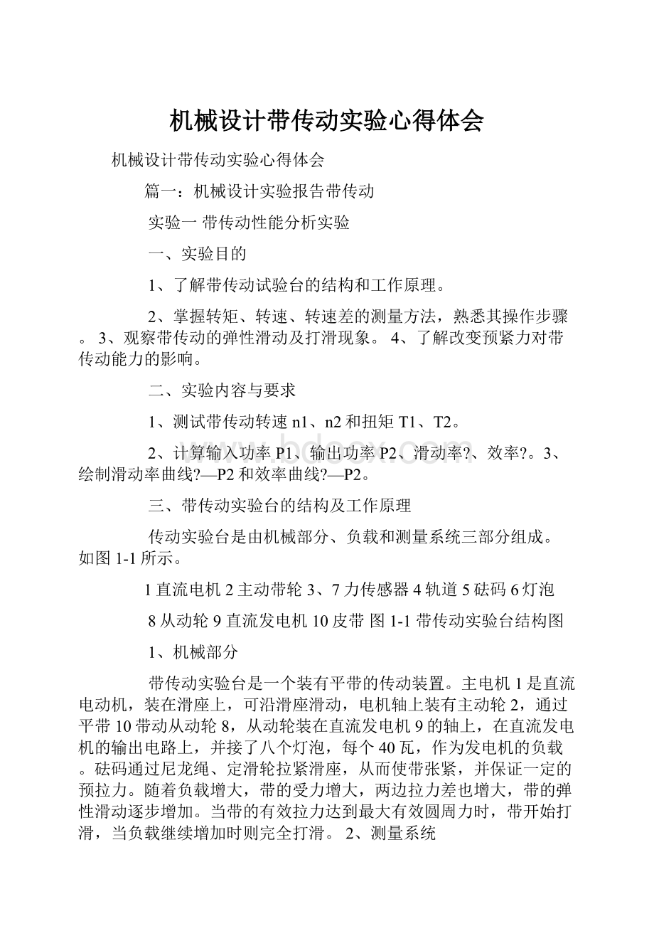 机械设计带传动实验心得体会.docx_第1页