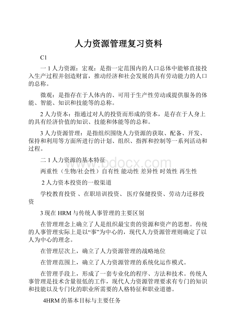 人力资源管理复习资料.docx_第1页