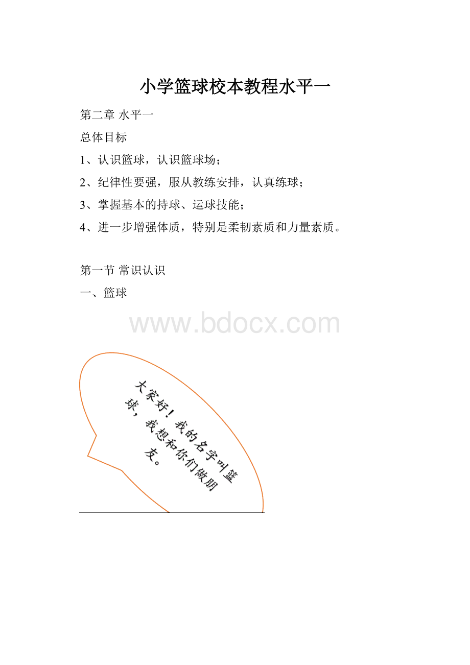 小学篮球校本教程水平一.docx