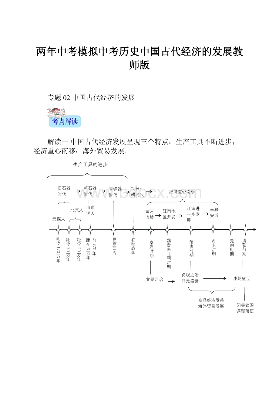 两年中考模拟中考历史中国古代经济的发展教师版.docx