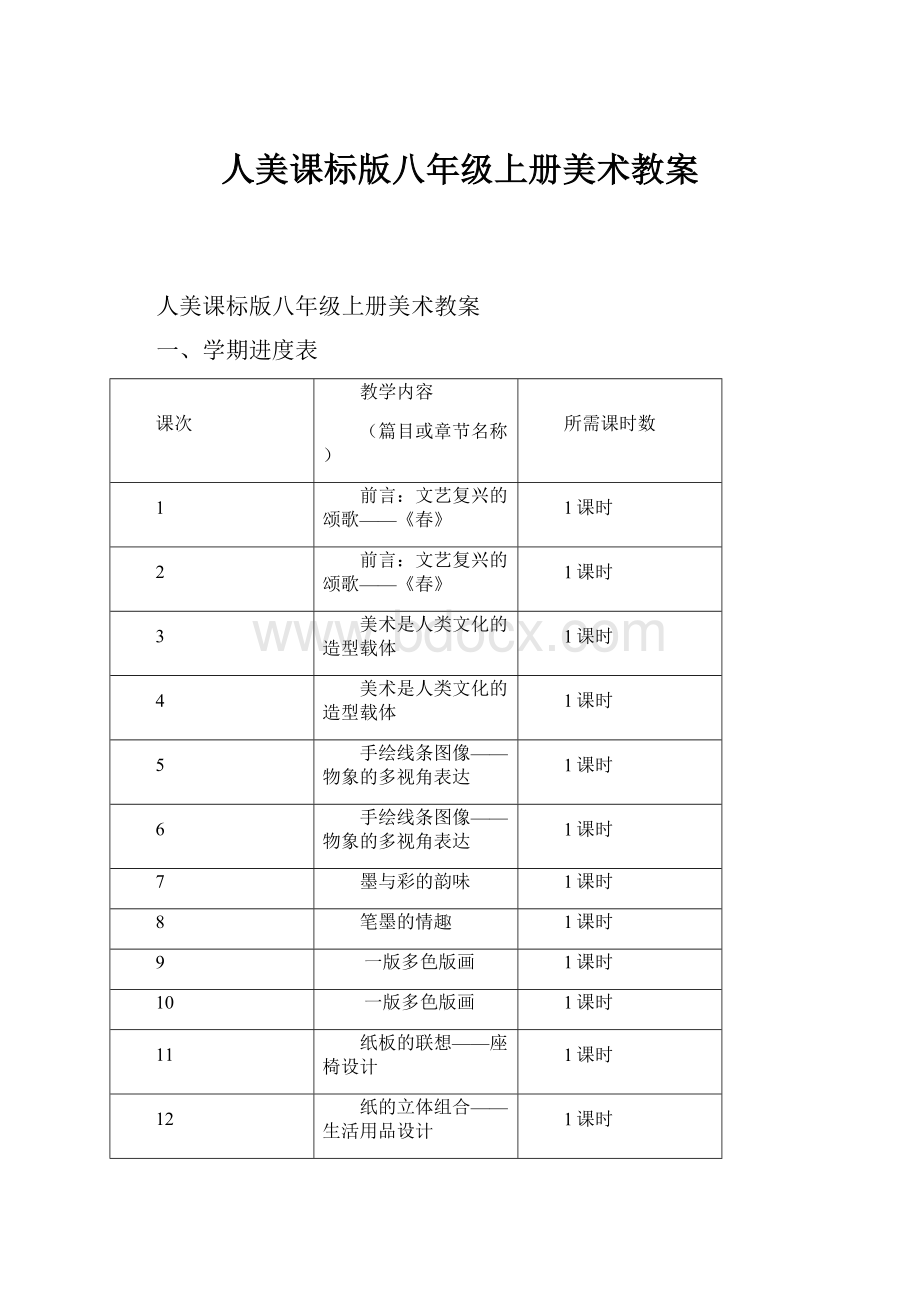 人美课标版八年级上册美术教案.docx_第1页