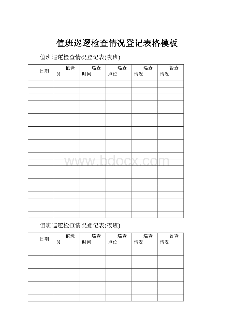 值班巡逻检查情况登记表格模板.docx