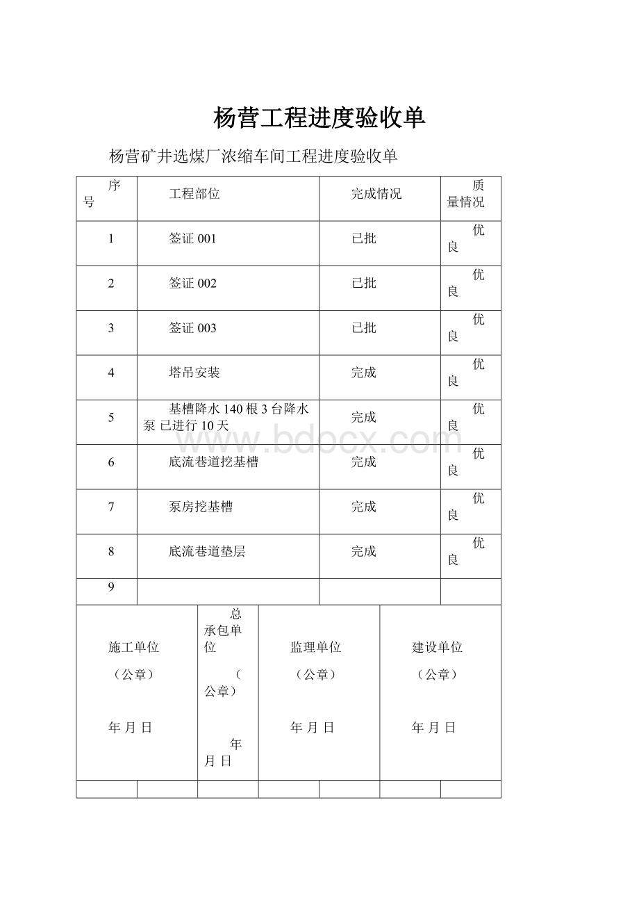 杨营工程进度验收单.docx