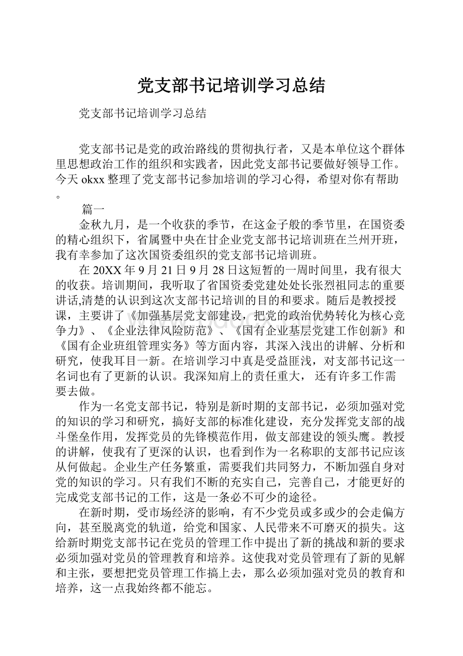 党支部书记培训学习总结.docx