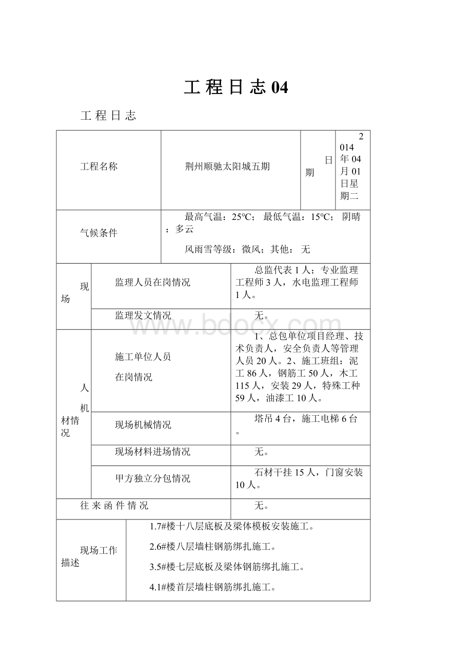 工程 日 志04.docx_第1页