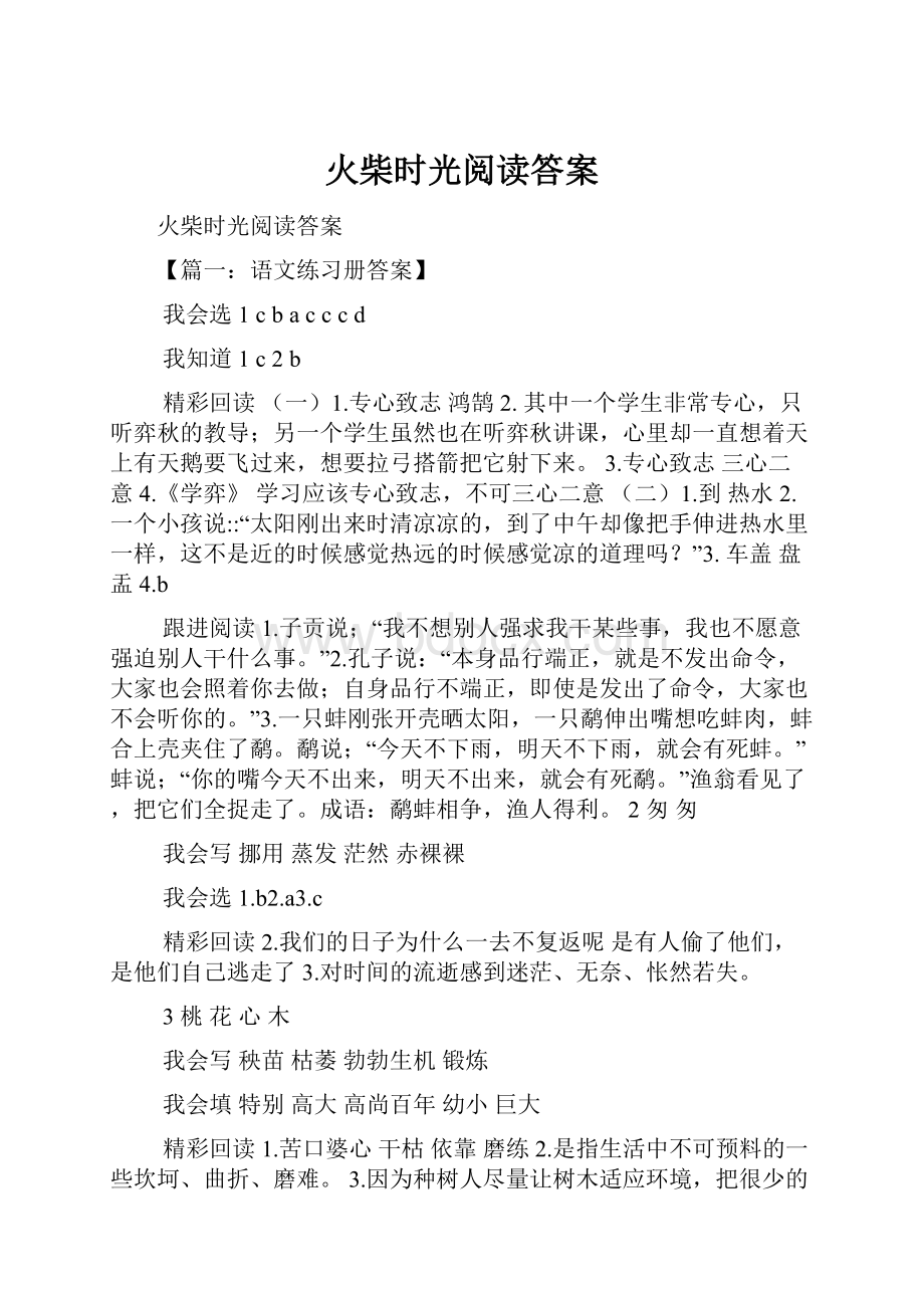 火柴时光阅读答案.docx