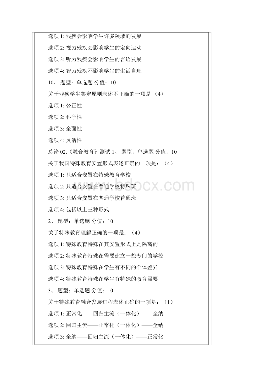 省中小学教师融合教育知识试题及答案.docx_第3页