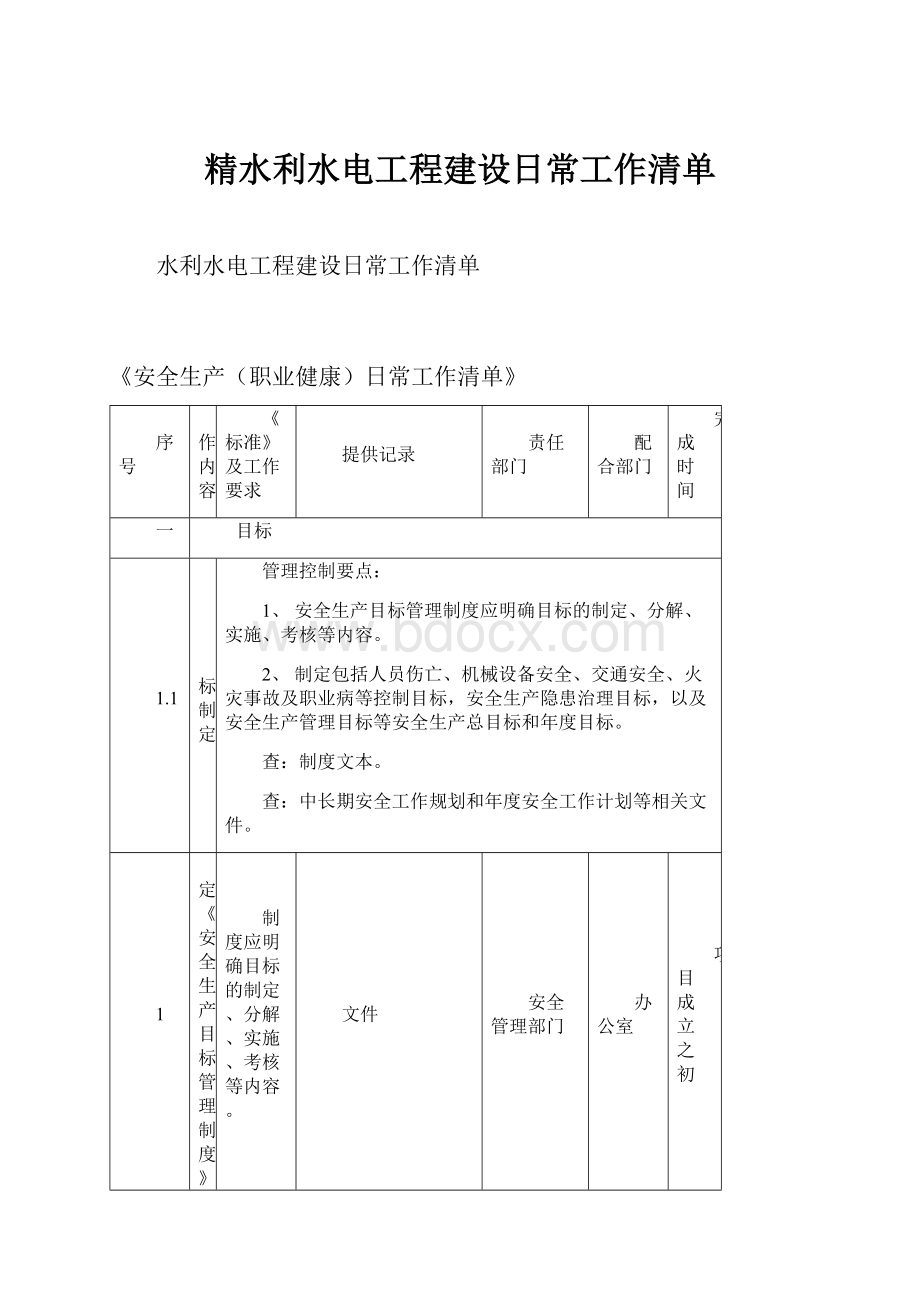 精水利水电工程建设日常工作清单.docx_第1页