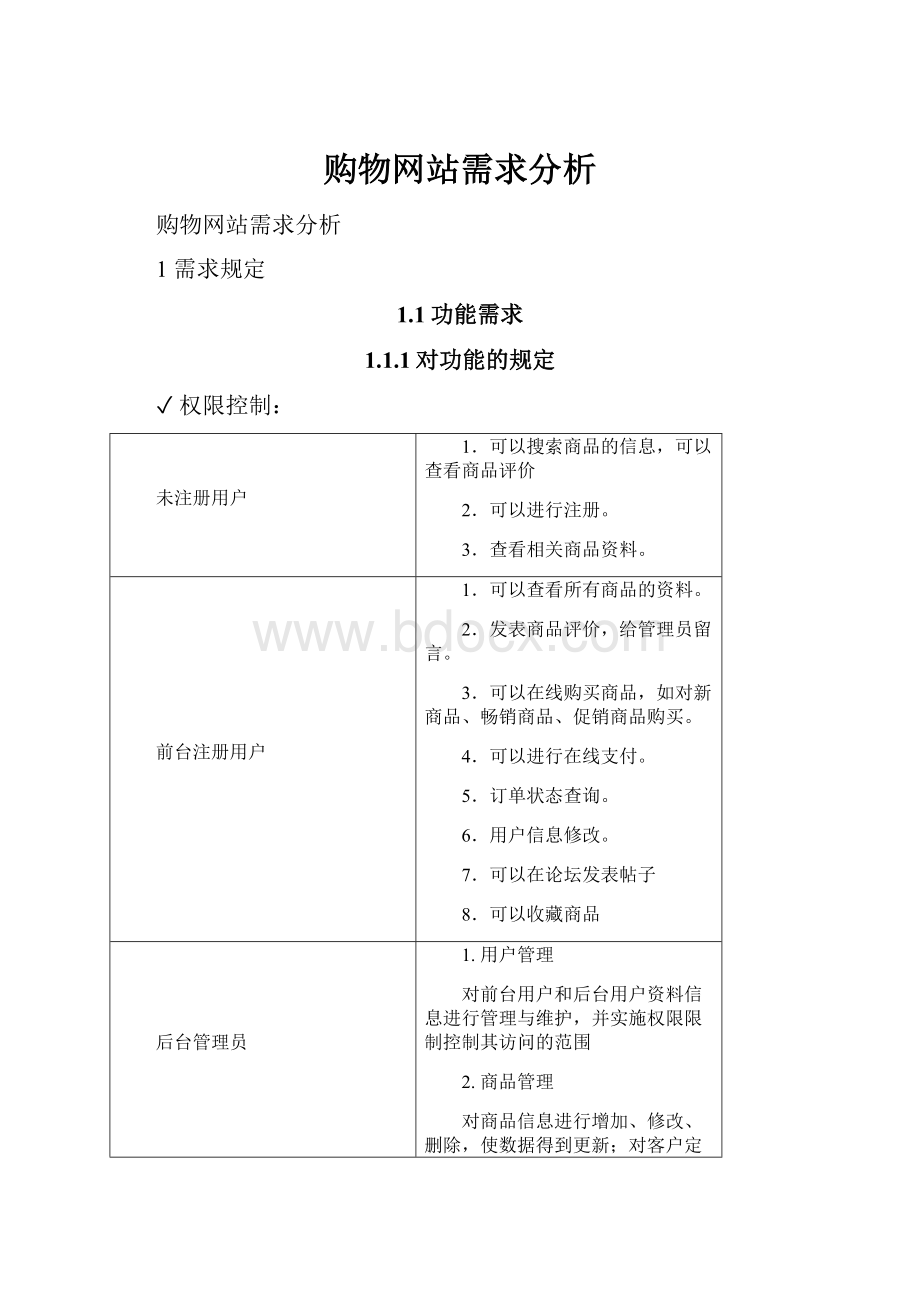 购物网站需求分析.docx