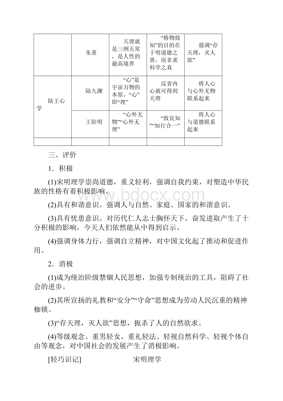 届高考历史一轮总复习第25讲 宋明理学及明清之际活跃的儒家思想学案.docx_第2页