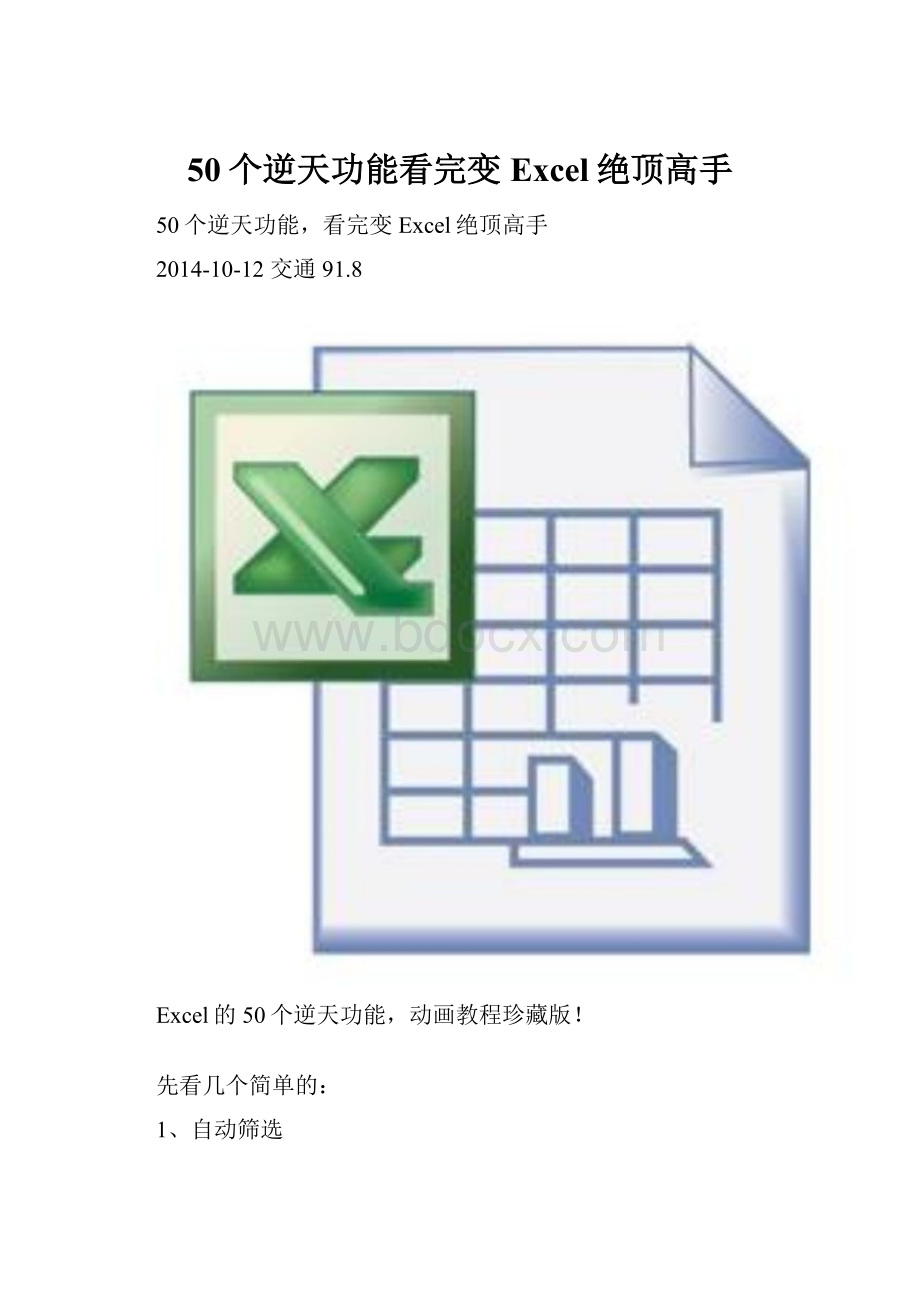 50个逆天功能看完变Excel绝顶高手.docx