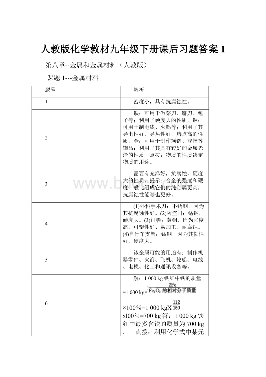 人教版化学教材九年级下册课后习题答案1.docx