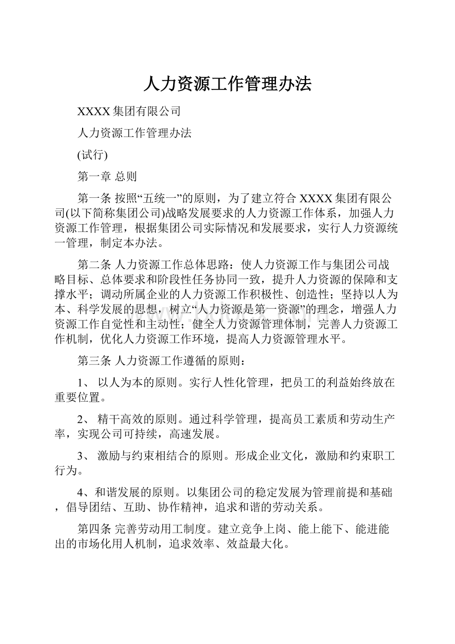 人力资源工作管理办法.docx