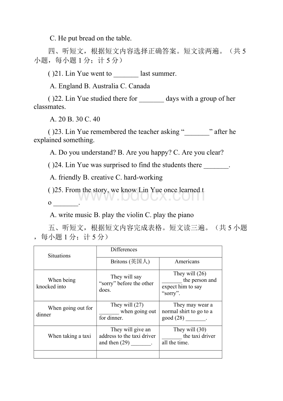 初中英语四川省成都市金堂县届九年级英语上学期期末考试试题含听力 人教版.docx_第3页