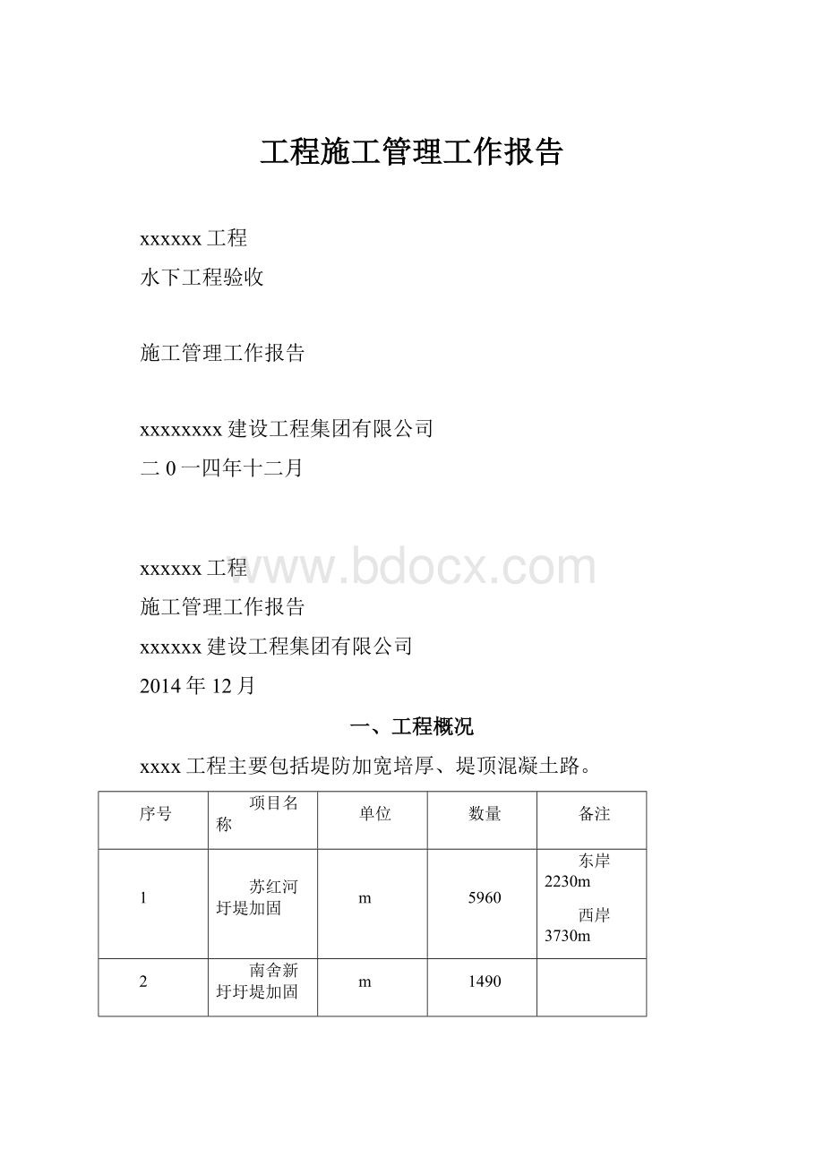 工程施工管理工作报告.docx_第1页