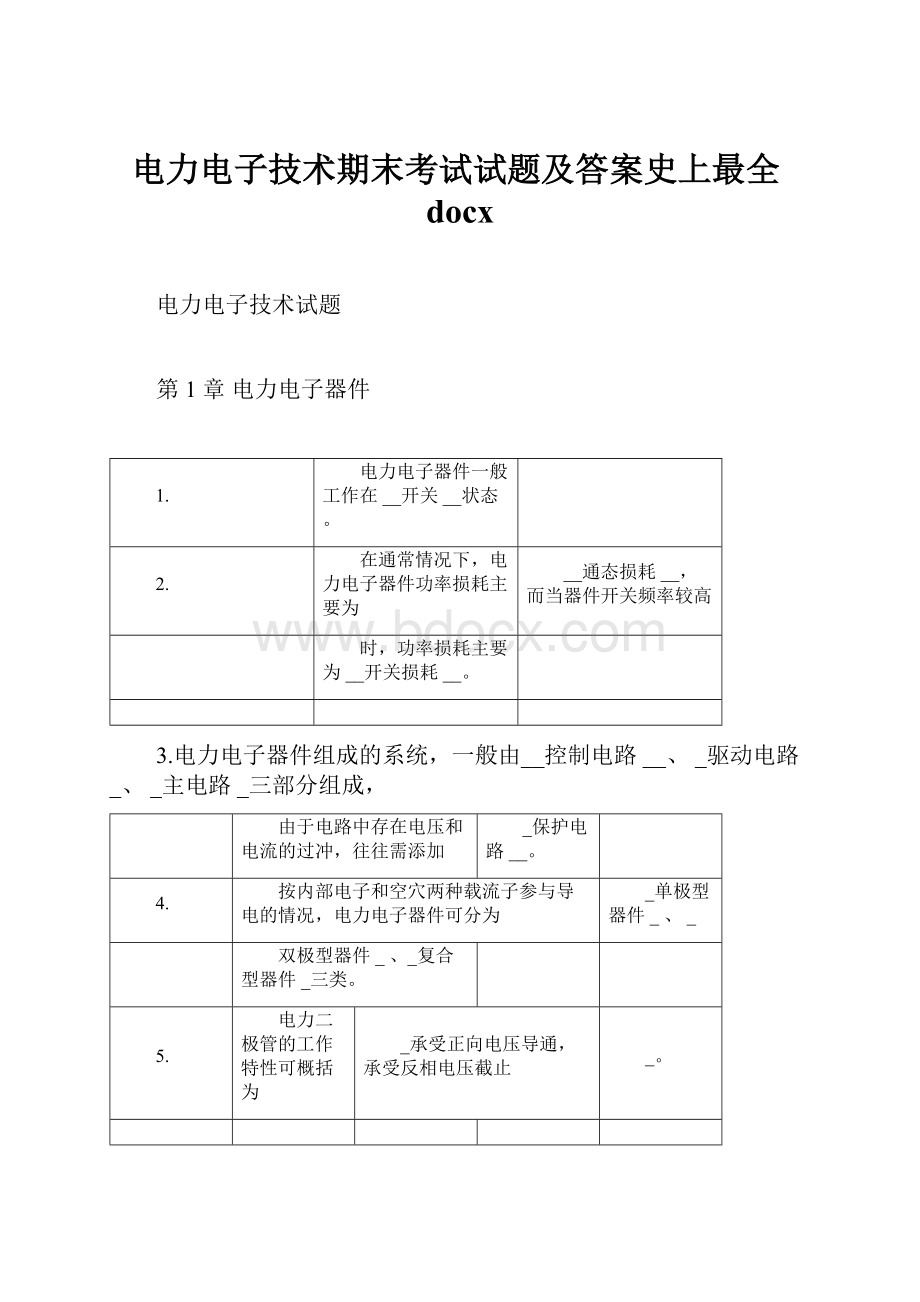 电力电子技术期末考试试题及答案史上最全docx.docx_第1页