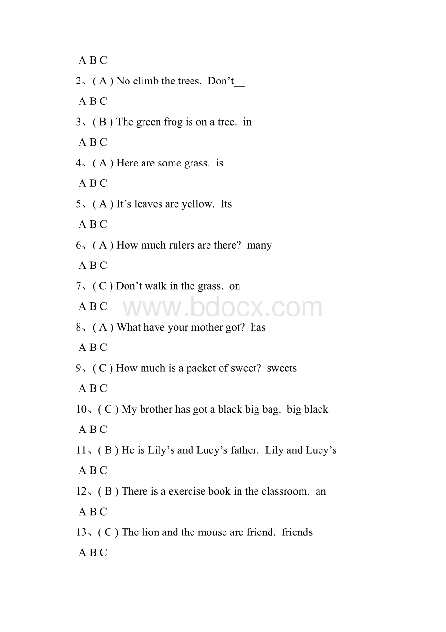 4A期末专项复习卷配对改错适当形式填空答案.docx_第2页