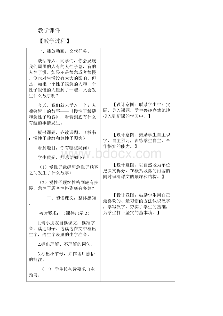 部编语文三年级下册25慢性子裁缝和急性子顾客表格式 教案教学设计+备课素材+课后作业.docx_第2页