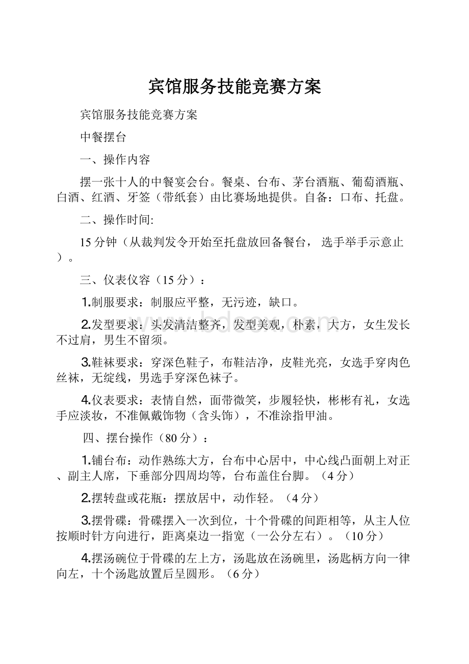 宾馆服务技能竞赛方案.docx_第1页