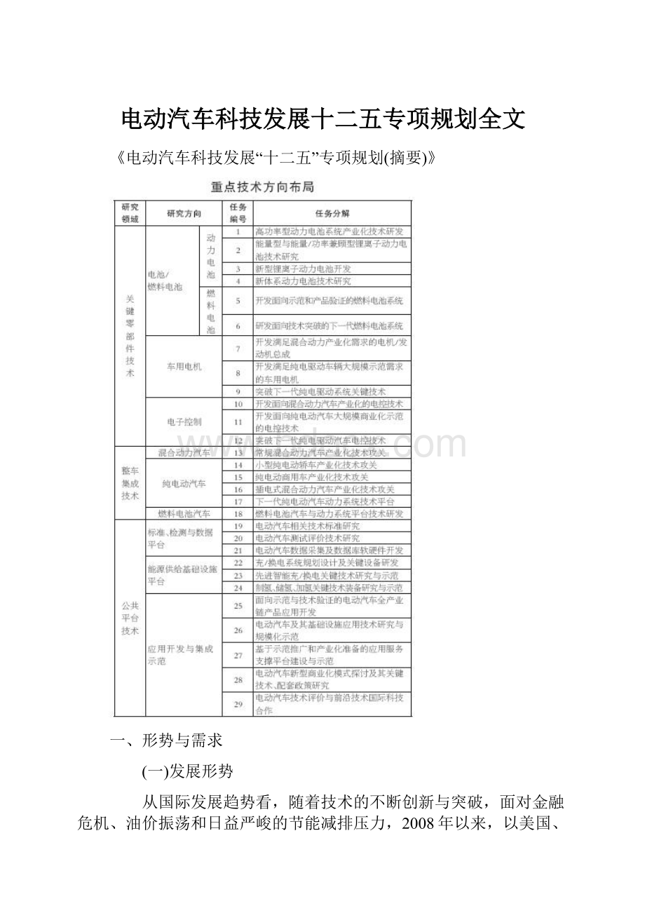 电动汽车科技发展十二五专项规划全文.docx_第1页