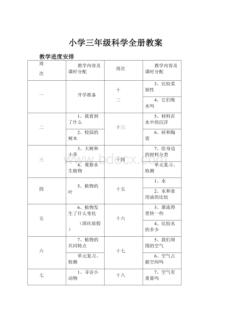 小学三年级科学全册教案.docx_第1页