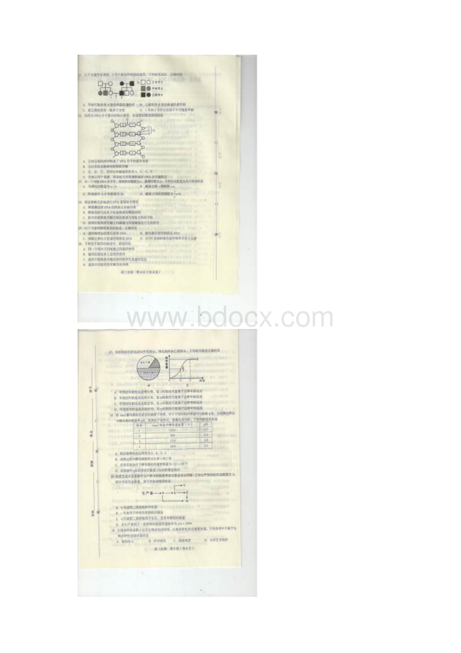 福建省龙岩市一级达标校学年高二生物上学期期末考试试题扫描版.docx_第3页