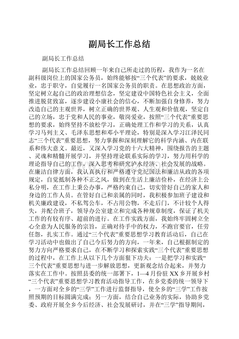 副局长工作总结.docx