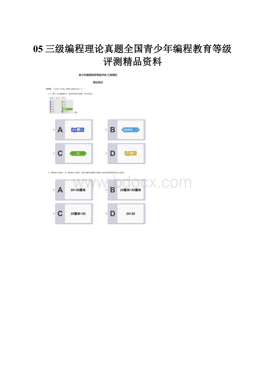 05三级编程理论真题全国青少年编程教育等级评测精品资料.docx_第1页