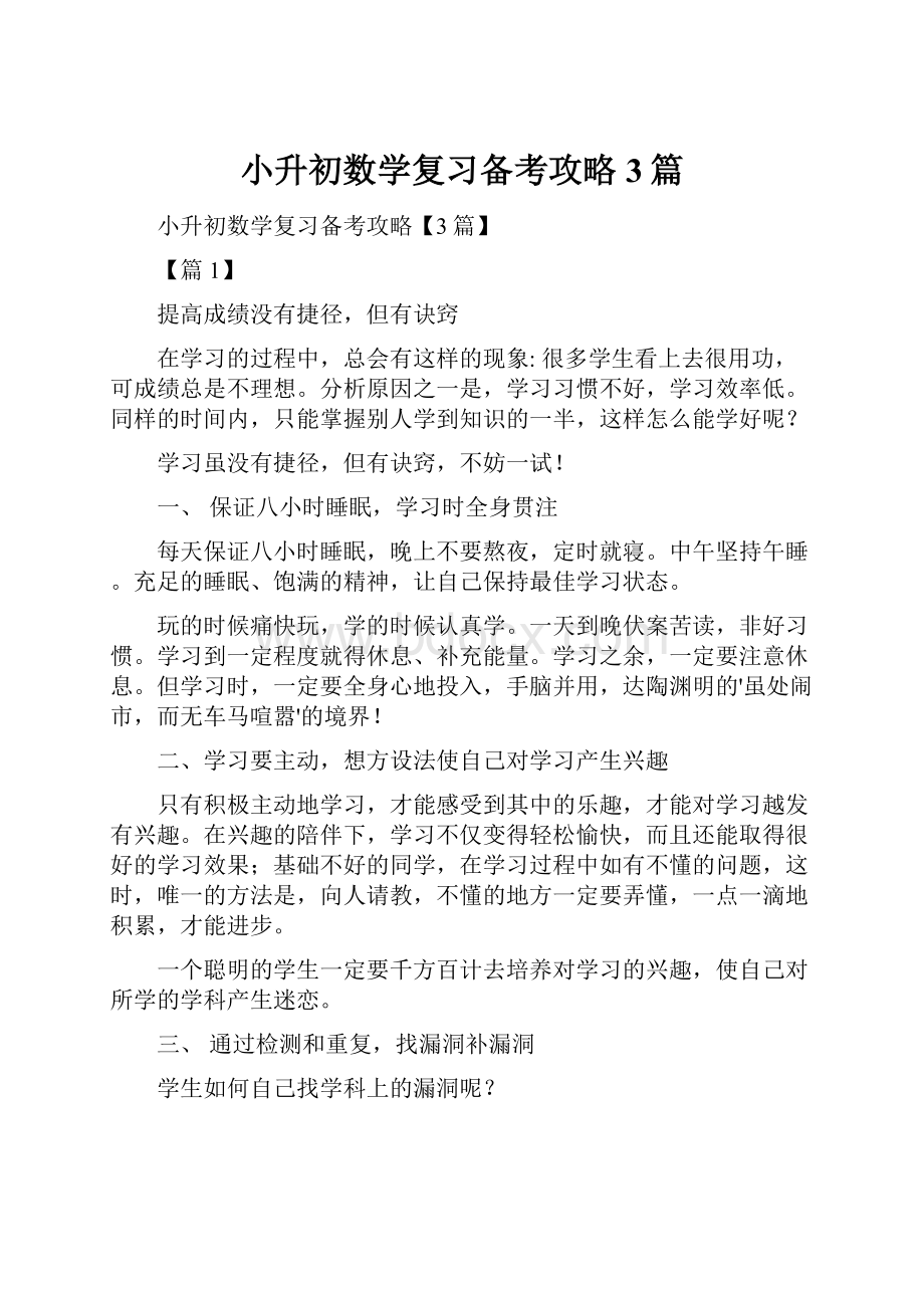 小升初数学复习备考攻略3篇.docx