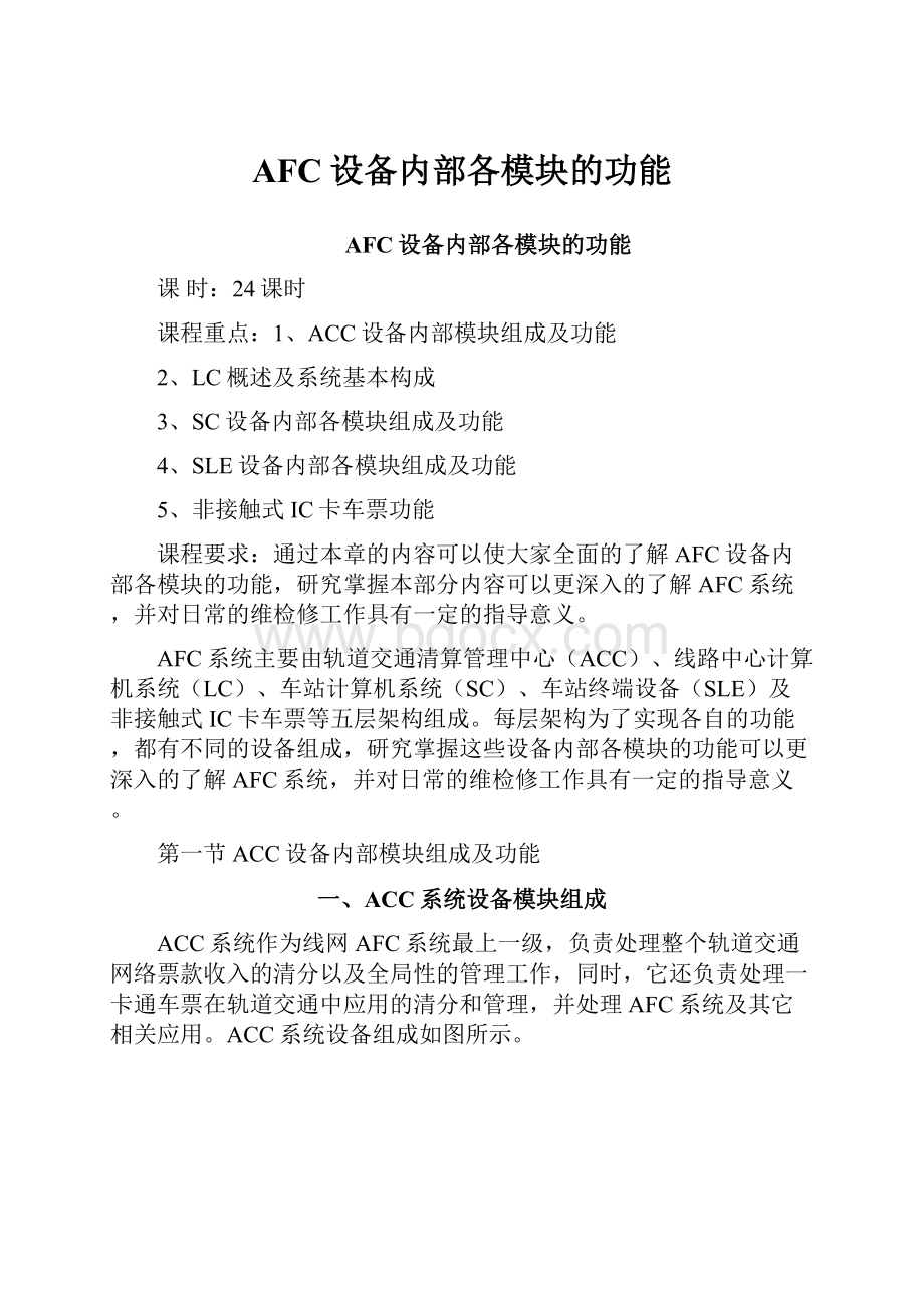 AFC设备内部各模块的功能.docx_第1页