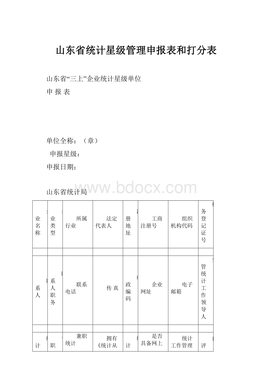 山东省统计星级管理申报表和打分表.docx